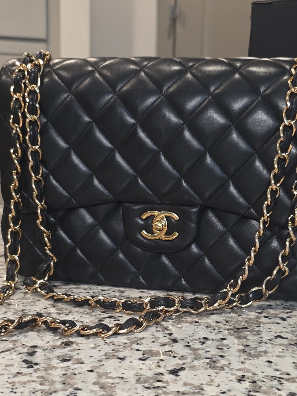 Chanel Quilted Classic Flap Bag in Black with Gold Chain - Picture 13 of 16